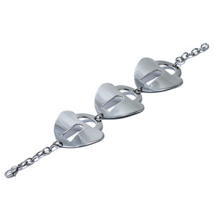 Distinctive bracelet made of three locks. Stainless steel. Dimensions: length 20 cm, lock width 4.5 cm.