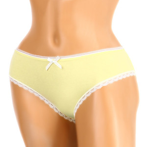 One-color women's panties lined with lace. Material: 95% cotton, 5% elastane.