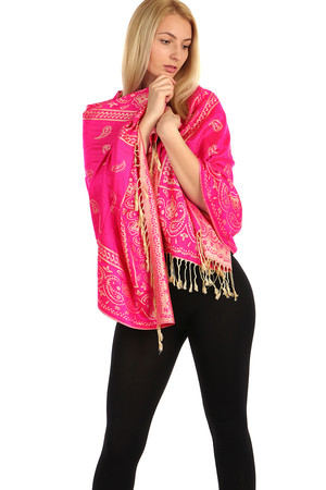 Long Pashmina with Oriental Pattern. Different ways to wear. Great choice of colors. Material : 90% viscose, 10% wool