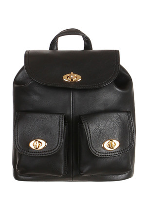 Small urban leather retro backpack. The main pocket can be stitched with a drawstring, fastened with a rotary lock. Inside