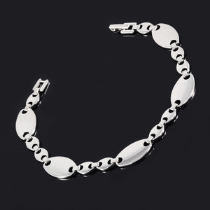 Steel bracelet with oval elements. Material surgical steel. width 10mm, mesh length 16mm, thickness 1mm, length 20cm
