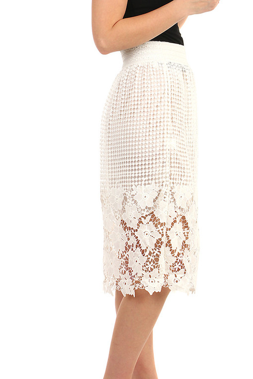 Women's midi skirt with lace