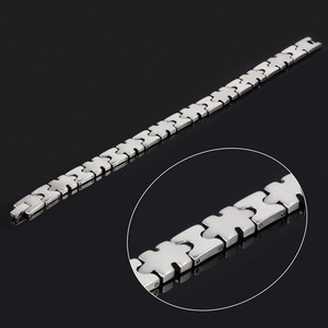 Elegant wide surgical steel bracelet. width 10mm, mesh length 10mm, thickness 2mm, one piece matte - second glossy, length