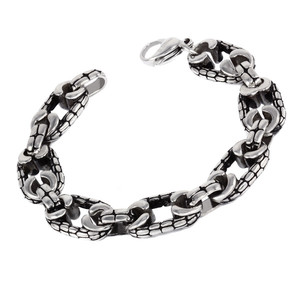 Surgical steel bracelet with snake pattern imitation. width 14mm, mesh length 23mm, thickness 4mm, length 22cm