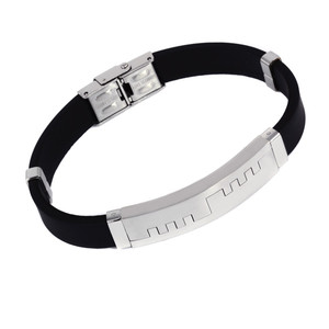 Bracelet made of surgical steel in combination with rubber. width 10mm, decoration 53 x 12mm, decoration thickness 5mm,