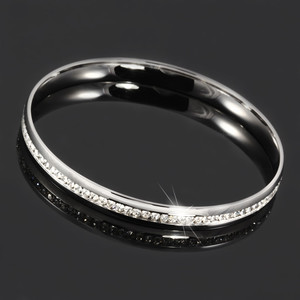 Women's circular surgical steel bracelet on hand. diameter 6.6cm - for threading, width 7mm, thickness 1mm