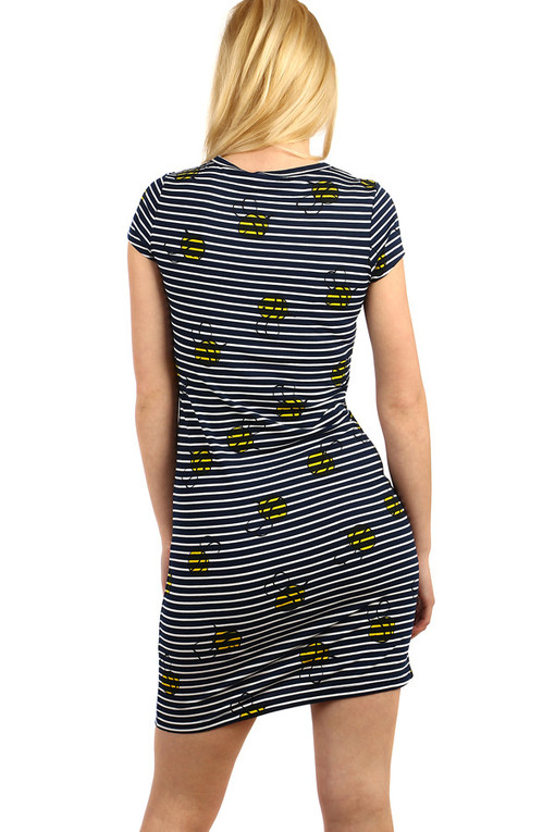 Women's long cotton t-shirt striped pattern