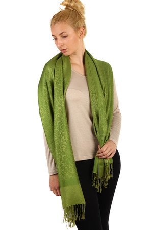 Long schal with pattern. Great choice of colors. Many ways to wear. Material: 90% viscose, 10% wool