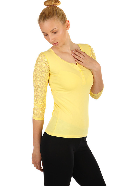 Women's cotton shirt 3/4 transparent sleeves