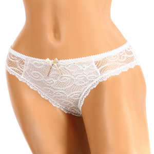 Full-length women's panties with bow. Material: 90% polyamide, 10% elastane.