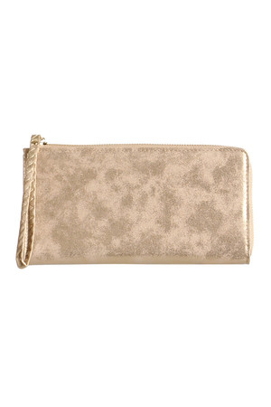 Women's metallic wallet with a handy loop. Zip fastening, inside the card compartment and a separate coin pocket. Dimensions: