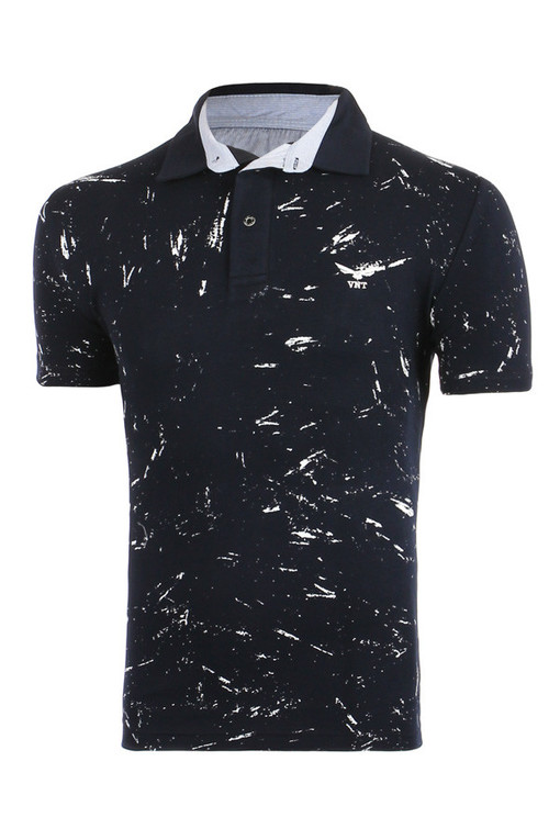 Cotton men's brindle T-shirt short sleeves and collar