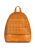 Ladies' elegant perforated zippered leatherette backpack