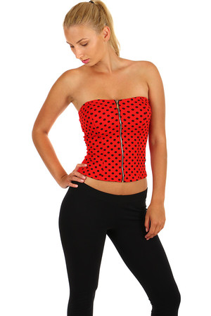 Ladies Strapless Top Top. Functional zip on the front, flip-flops on the back. Material: 95% polyester, 5% elastane