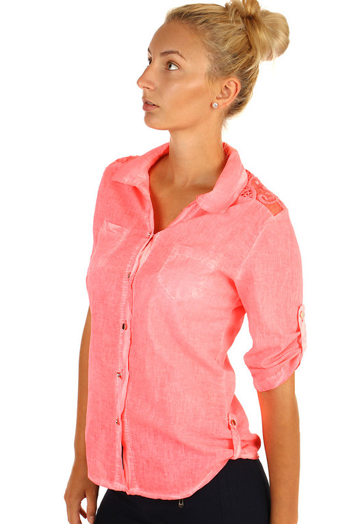 Women's shirt with lace and three quarter sleeves