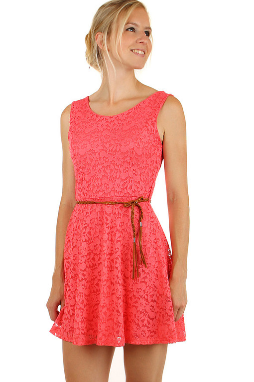 Lace summer dress with belt