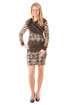 Knitted winter dress fur and long sleeves