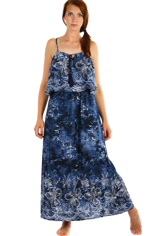 Blue Batik Maxi Dress | Glara.eu ❤️