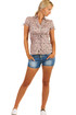 Women's cotton blouse with flowers and short sleeves