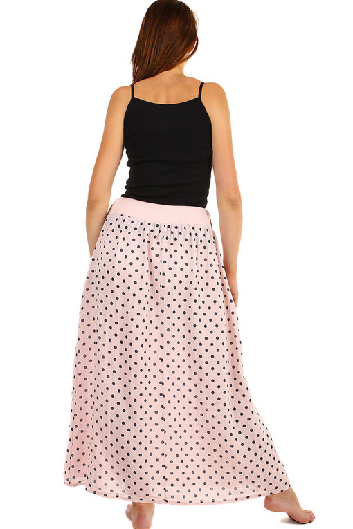 Long ladies linen skirt dots