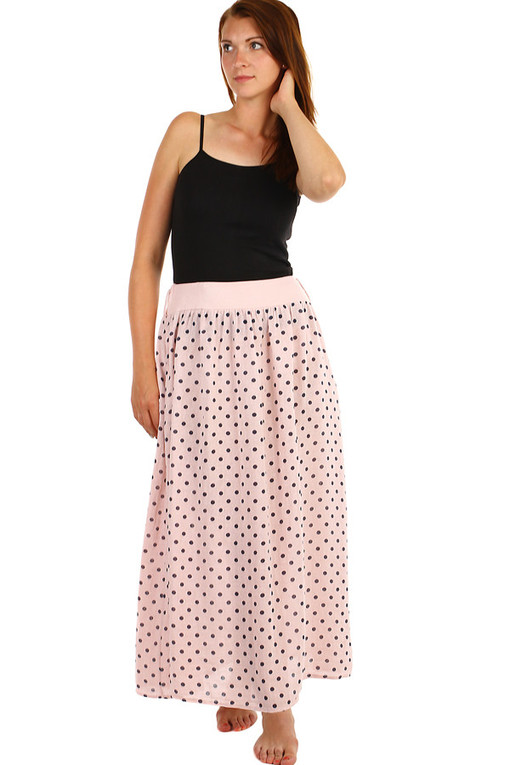 Long ladies linen skirt dots
