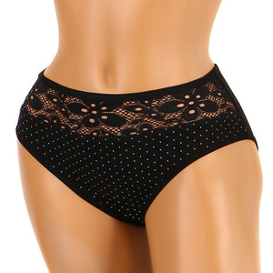 Polka dot panties with lace - high waist Material: 95% cotton, 5% elastane.