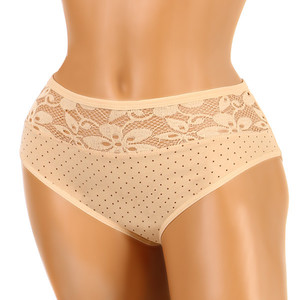 Polka dot panties with lace - high waist Material: 95% cotton, 5% elastane.