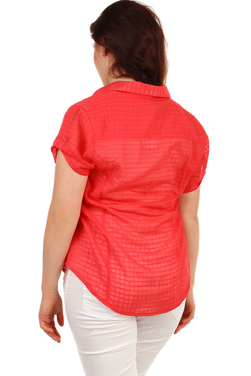 Ladies' short sleeve cotton blouse for plump
