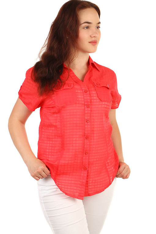Ladies' short sleeve cotton blouse for plump