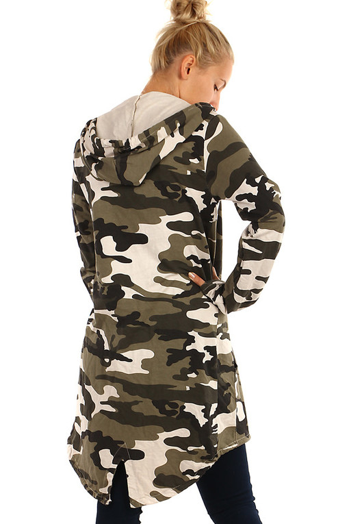 Long women's camouflage cardigan without closing