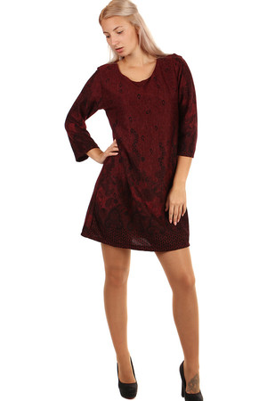 Ladies dress with a pattern and 3/4 sleeves. Suitable for spring and autumn. Material: 50% polyester, 50% viscose Import:
