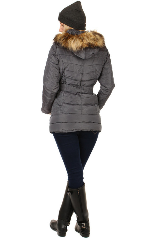 Quilted ladies jacket with belt- even for plump