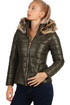 Women's quilted jacket with fur on the hood