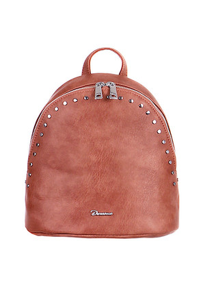 Small leatherette backpack in elegant design with studs - different colors. Zipper closure. Two zipped pockets and two small