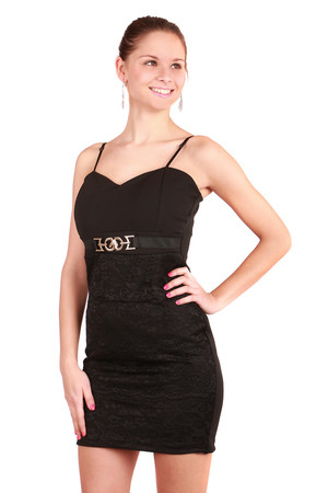 Beautiful elegant dress with thin adjustable straps. Reinforced cups. Zip fastening at the back. Seductive lace in front.