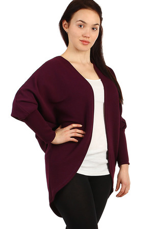 Oversized sweater - cardigan without closing with fine ribbed pattern. Thanks to free cut suitable for full-bodied figure.