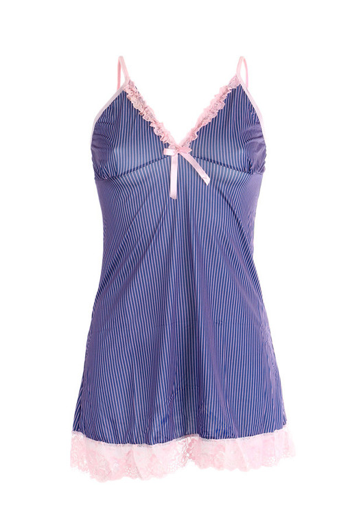 Striped nightie with lace