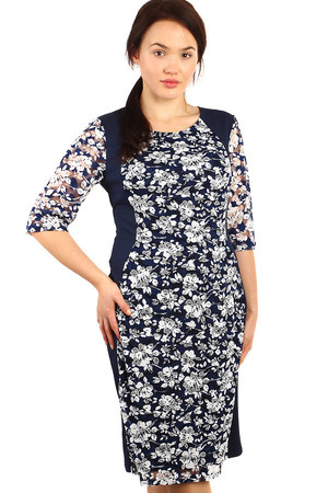 Floral dress with 3/4 sleeve. Suitable for plump. Up to size 54. Material: 100% polyester Import: Poland