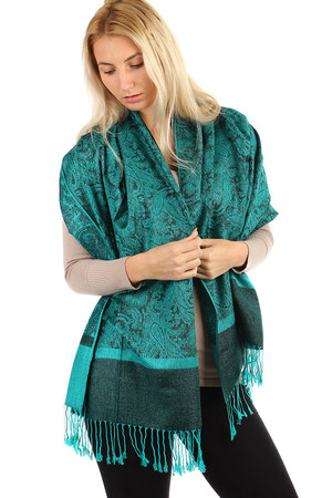 Long schal with pattern. Great choice of colors. Many ways to wear. Material: 90% viscose, 10% wool