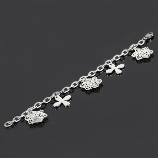 Bracelet made of surgical steel star and flower