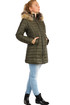 Long ladies quilted jacket with fur hood