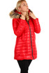 Long ladies quilted jacket with fur hood