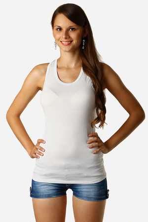 Women's plain top with lace on the back. Material: 65% cotton, 35% polyester