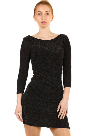 Glittering dress with cut back. The universal design corresponds to the S-XL size. Material: 95% viscose, 5% elastane.
