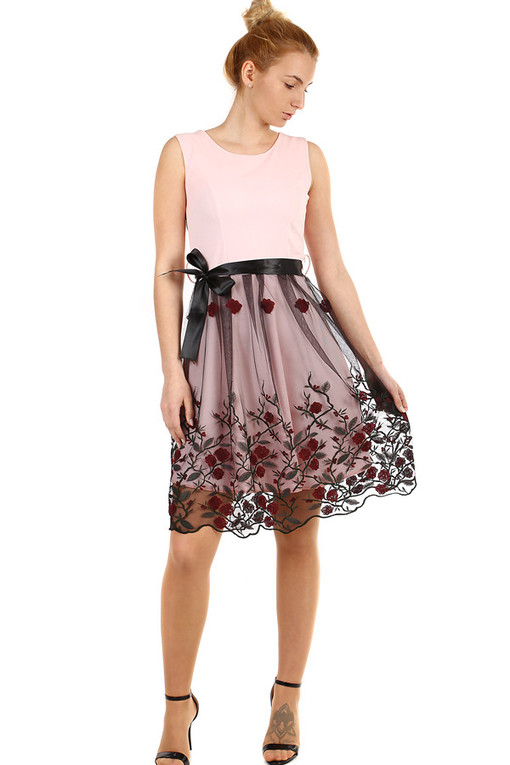 Evening dress tulle embroidered skirt