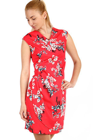 Women's short flowered dress - wrapping effect. Material: 95% polyester, 5% elastane. Import: Italy