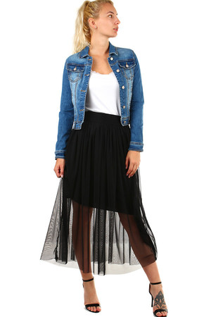 Romantic ladies tulle skirt longer cut. Elastic rubber at the waist. Material: 95% polyester, 5% elastane. Import: Italy