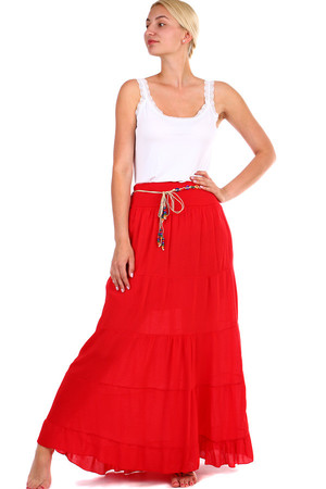 Women's Summer Maxi Skirt with Bead Strap. Long length to the ankles. Solid color design. Material: 100% viscose. Import: