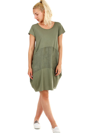 Women's summer oversized beach dress with short sleeves and pockets. Material: 95% cotton, 5% elastane Import: Italy