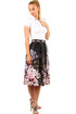 Women's half-round folded midi skirt floral print